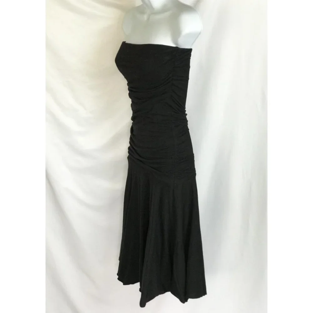 Anthropologie Velvet Sheath Little Black Dress Strapless - Picture 3 of 10
